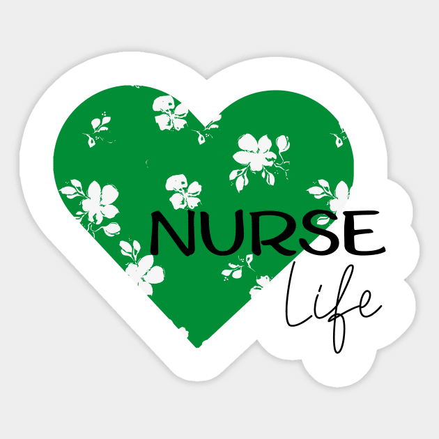 Nurse Life design green hart Sticker by Anines Atelier